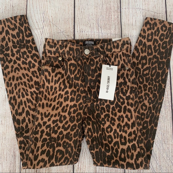 Zara Hi-Rise Skinny Animal Print Jeans - Picture 2 of 4